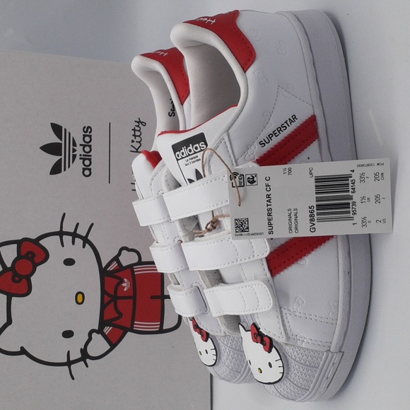 NIB ADIDAS ORIGINALS HELLO KITTY SUPERSTAR CF C KIDS GIRLS SHOES SIZE 2Y - Picture 2 of 10